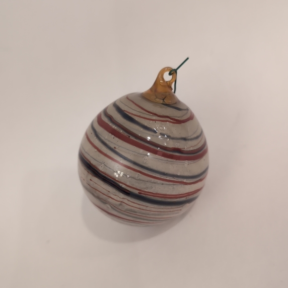 Handmade Blown Glass Orb Ornament Ball Holiday Christmas Earth Tones 3.5" - Picture 3 of 8